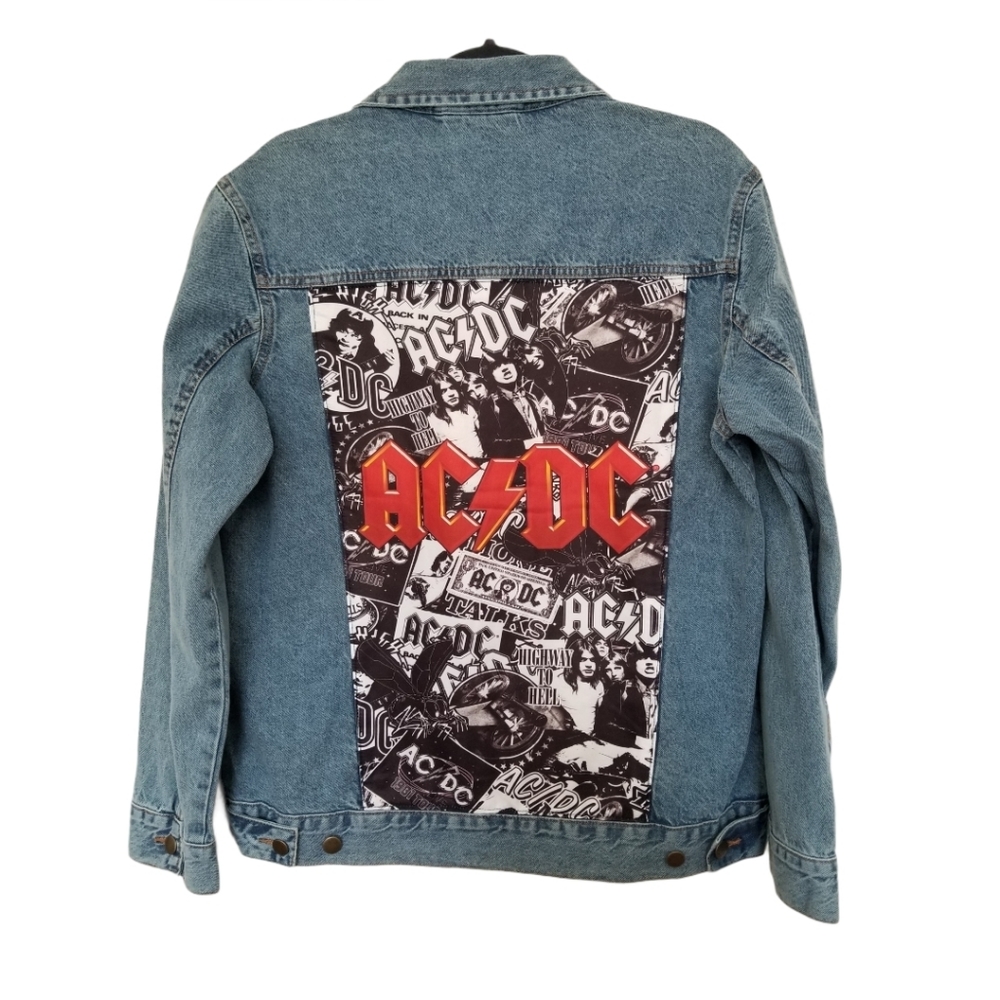 AC/DC Acid Wash Band Denim Jacket - Picture 4 of 8